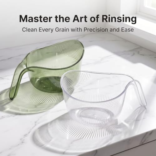 Multipurpose Rice Washing Bowl Strainer with Handle for Rinsing Rice Grains Beans Fruits Vegetables, Fine Hole Drain Basket Kitchen Tool (Transparent*2pcs) – vue 7