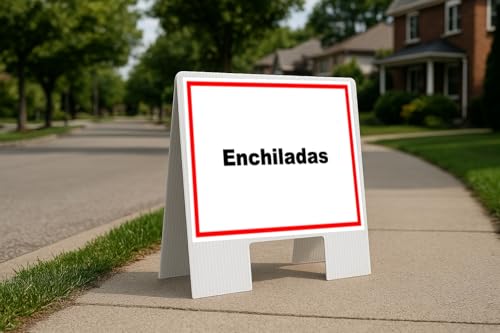 Enchiladas White Red Black Folding Coroplast A-Frame Double-Sided 23in x23in