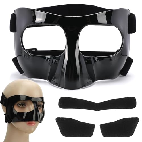 EGNGY Nasenschutz für Gebrochene Nase, nasenmaske, Sport Maske, Sportschutzmaske für Erwachsene, geeignet für Basketball, Fußball und andere Arenastic -Schwarz