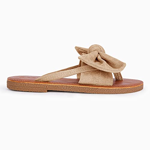 Image of FISACE Womens Bow Flat Sandals Flip Flops Slide Sandals Summer Beach Shoes