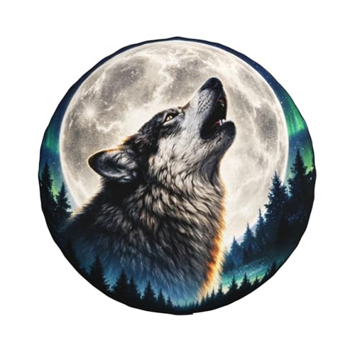 Image of Wolf Spare Tire Cover - Funny Wheel Protectors Waterproof Universal Wheel Cover for SUV Rv Travel Trailer Camper Truck 14 Inch