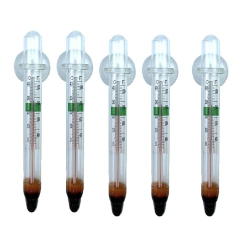 UCCKEYI 5-Pack Floating Glass Aquarium Thermometer with Suction Cup Fish Tank Aquarium Thermometer Safe for Freshwater and Saltwater Fish