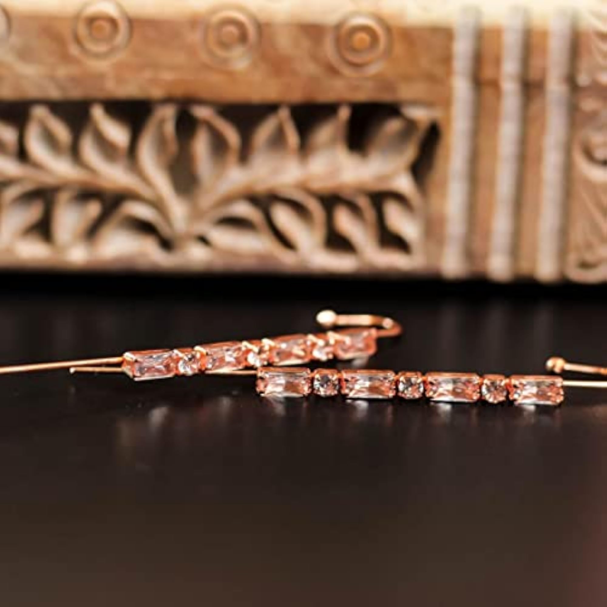 Rose Gold Plated AD Studded Handcrafted Earrings, Elegant