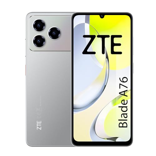 ZTE Blade A76, Smartphone Libre, 4(+8) GB RAM, 128GB ROM, Pantalla HD+ 6.75″ y 90Hz, Android 15, Cámara 50MP con IA, Batería 5000mAh, DualSIM+MicroSD, Gris
