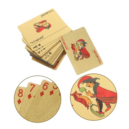 Supvox Vergoldete Pokerkarten Goldfolie Robustes Kunststoff Material Party Spielkarten Glatte Oberfläche Für Freizeit Und Festival Kartenspiel Für Spieler Und Sammler – Bild 7