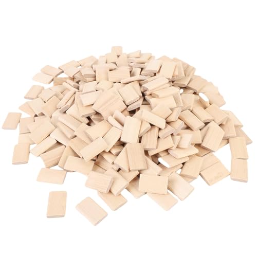 300 Pieces High Hardness Beechwood Woodworking Tenons - Flat Loose Tenon Insertion Blocks for Furniture Joinery Cabinet Construction - Dense Beechwood Dowel Pins