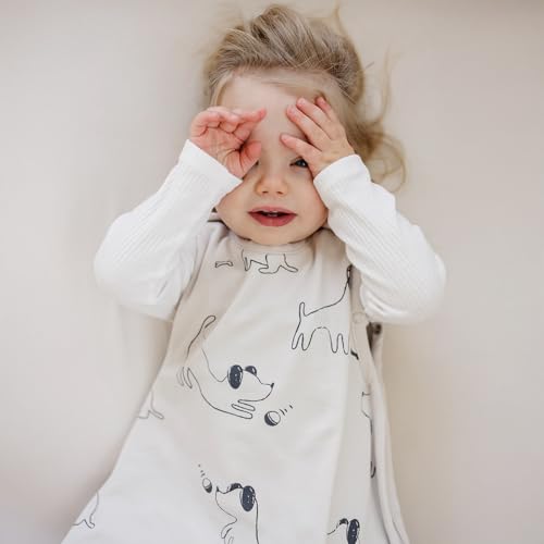 Image of Woolino Toddler Sleeping Sack, 4 Season Merino Wool and Organic Cotton Baby Sleep Bag, 2-4 Years, Puppy