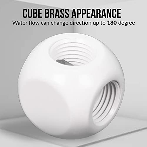 Image of Dracaena.io 2 Pack G1 /4 inch Thread, 4-Way Ball Fitting Extender or Connector for The Computer Water Cooling System, Durable Brass /Copper Material, White