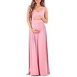 Women's Ruched Sleeveless Maternity Dress in Regular and Plus Sizes - Made in USA Mauve