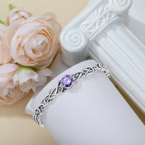 Amethyst Leaf Wrap Cuff Bracelet Sterling Silver Adjustable Vintage Vine Bangle, Bohemian Jewelry February Birthstone Gift for Her 5