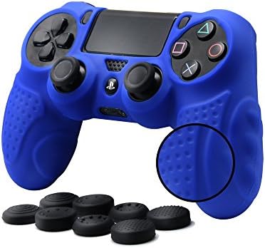 CHINFAI PS4 Controller DualShock4 Skin Grip Anti-Slip Silicone Cover Protector Case for Sony PS4/PS4 Slim/PS4 Pro Controller with 8 Thumb Grips (Blue)