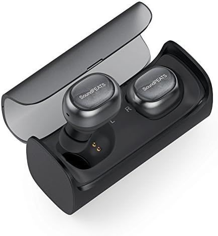 SoundPEATS Wireless Earbuds, True Wireless Stereo Bluetooth 4.1 Headphones Cordless Earphones Sweatproof In-Ear Headset with Mic-Dark Black