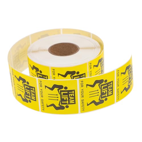 SOESFOUFU Heavy Shipping Warning Labels 50X50Mm 1000Pcs Roll Adhesive Team Lift Caution Stickers for Logistics and Industrial Packaging