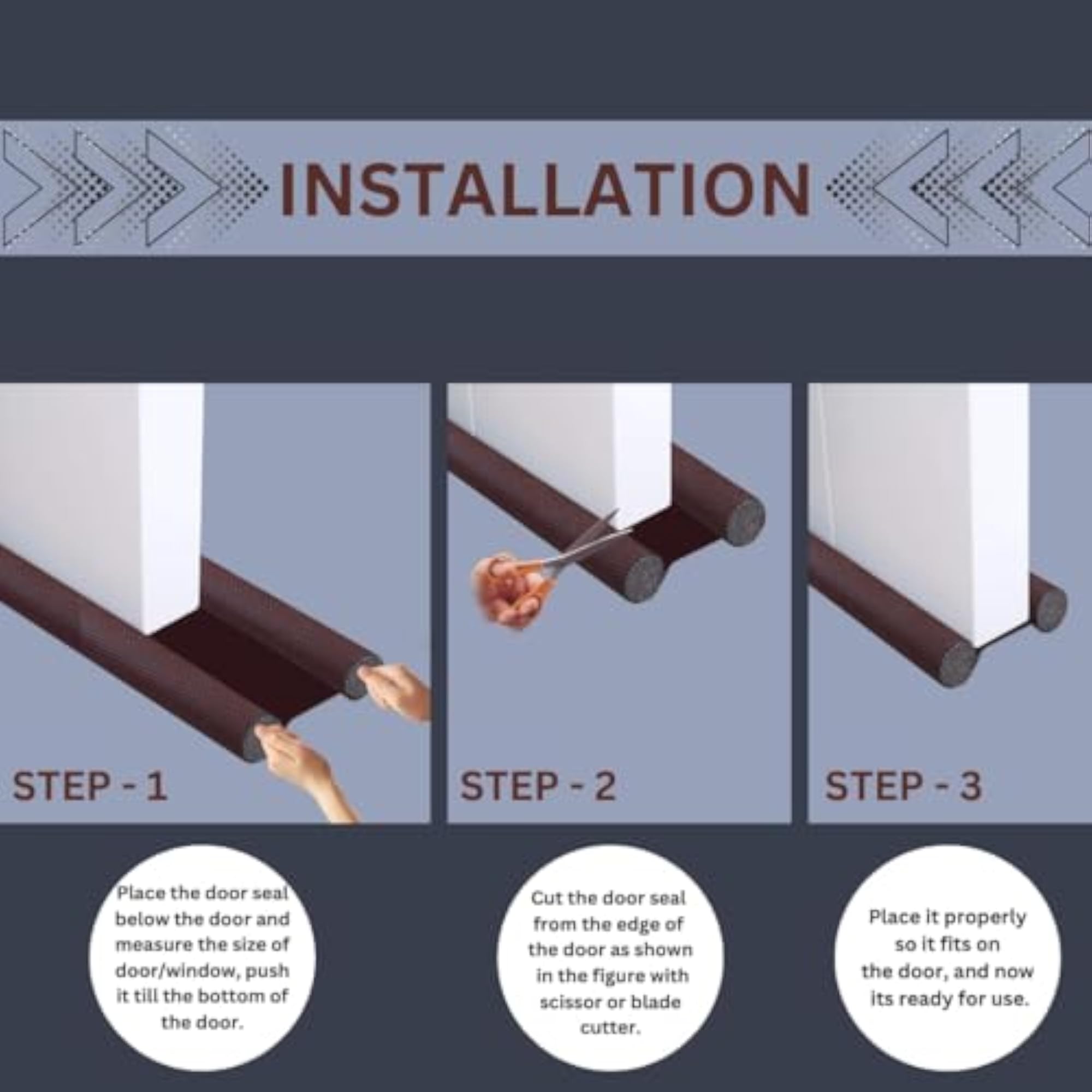 Door Draft Stopper, Brown, Double Sided Seal
