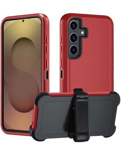 Marre des écrans brisés ? Protégez votre Samsung S25 avec cette coque antichoc double couche rouge