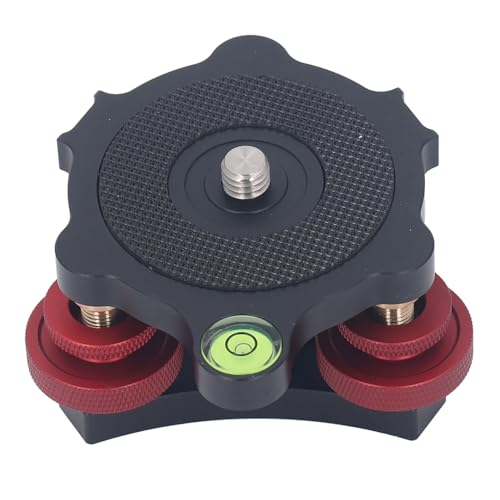 Tripod Head Leveling Base Camera Leveler, 3 Wheel Head, 3/8 Inch Bubble Level Aluminum Adjusting Tripod Head Plate for DSLR Camera Macro Panoramic Photography