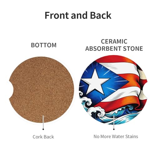 Portavasos para auto juego 2 piezas 2.56 pulgadas cerámica absorbente miniatura 2