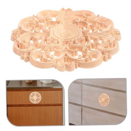 4 apliques de madera tallada redondos para decorar muebles sin pintar 4