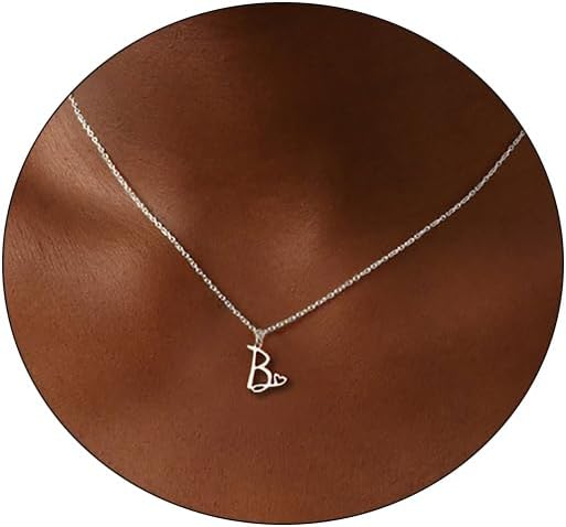 CAROVO Initial Necklaces for Women, Dainty 14K Gold/Silver Letter Pendant Necklace Trendy Simple Cute Necklaces Monogram Name Choker Necklace Jewelry Gift
