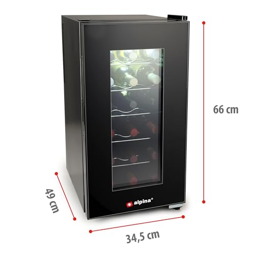 alpina Vinoteca - 230V - 18 Botellas/50L - Vinoteca - Temperatura regulable 11°C a 22°C - Puerta de Cristal e Iluminación Interior - Poco o Ningún Ruido - Negro - imagen 2