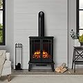 Real Flame Foster Stove Electric Fireplace - Freestanding with Adjustable Thermostat, Auto Shut-Off