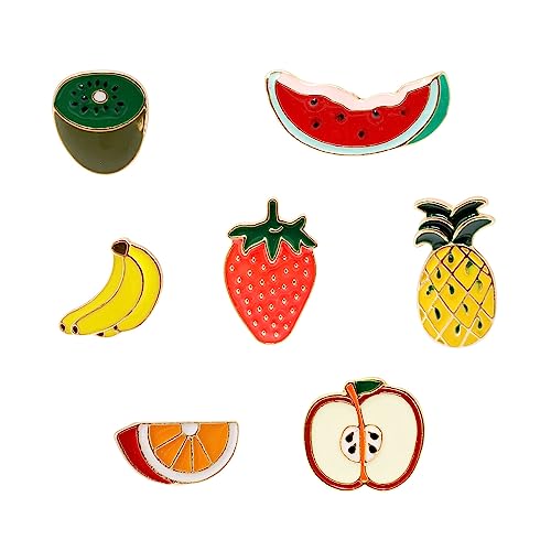 Image of Honbay 7PCS Enamel Fruit Brooch Pins Cartoon Unisex Lapel Pins Cute Foods Badges Pins for Clothes Jackets Backpacks Jeans Hats Decor (7 Styles)