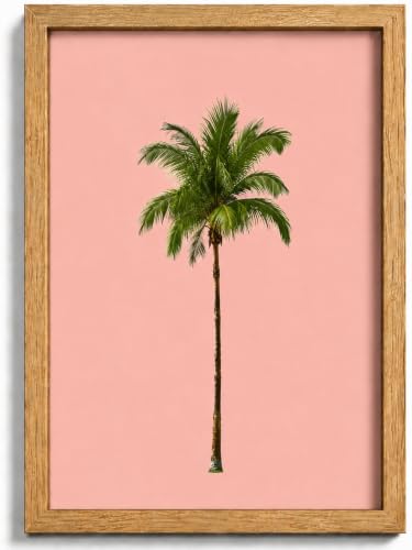 Framed Palm Tree Canvas Wall Art Pink Tropical Picture Wall Decor