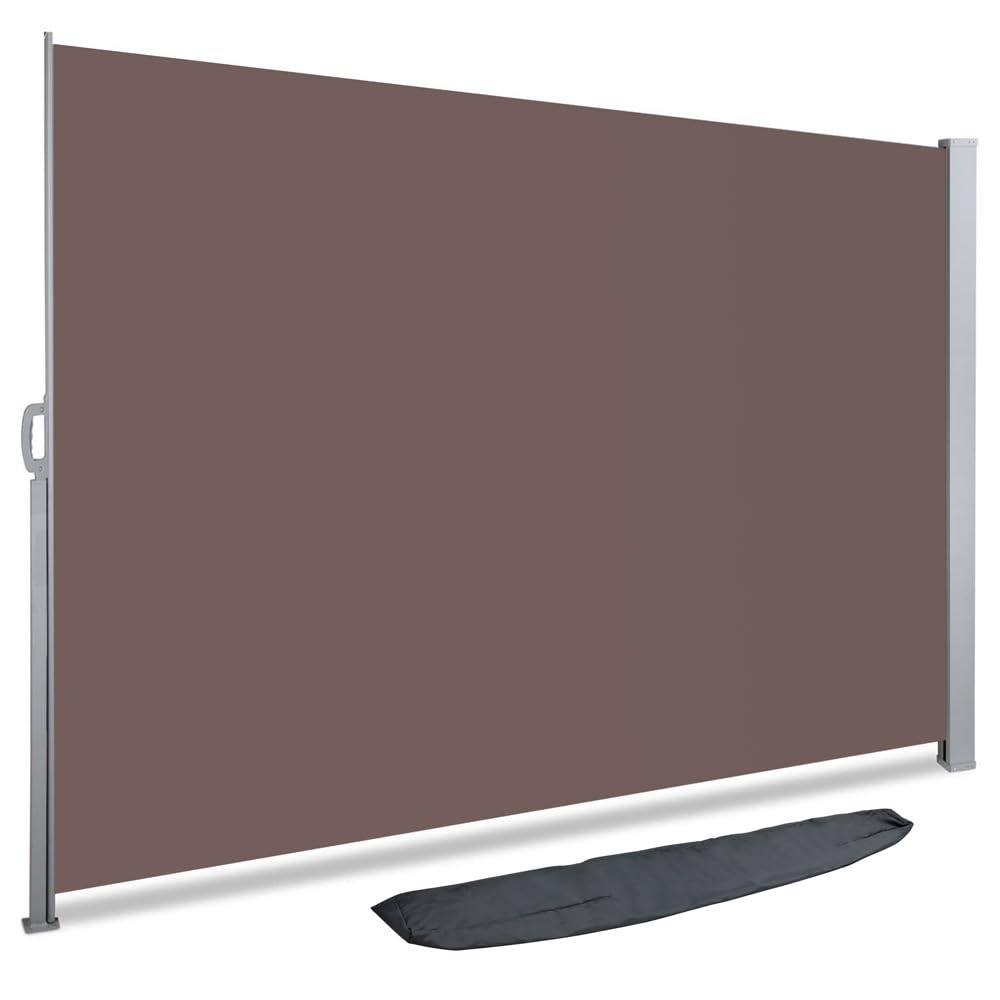 VOUNOT Toldo Lateral Retráctil, Protege la Privacidad, Protector Solar a Prueba de Viento, para Balcón, Jardin, Terraza, 140 x 300cm, Marrón
