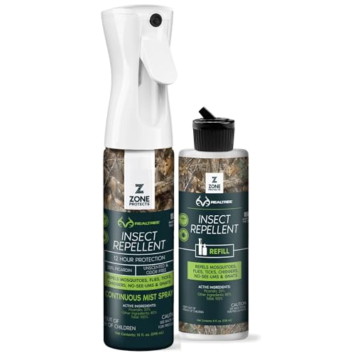 Zone Realtree Picaridin Insect Repellent - Hunters Formula 10oz Continuous Spray + 8oz Refill DEET-Free Unscented & Non-Oily