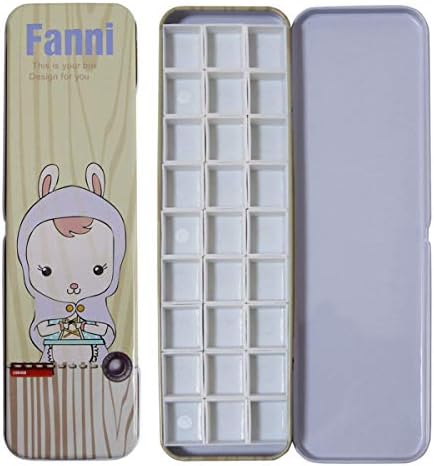 Fclub Watercolor Tins Palette Paint Case with 27Pcs Half Pans Carrying Magnetic Stripe on The Bottom