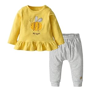 Tinykeke Baby Girl Clothes Long Sleeve Cartoon Pattern Tops and Pants Infant Girls Outfits Set