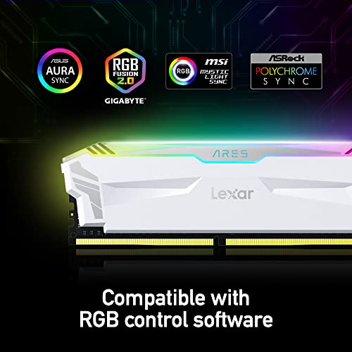 Image of Lexar 16GB (2x8GB) ARES RGB DDR4 RAM 4000MT /s CL18 1.4V Desktop Memory, White (LD4EU008G-R4000GDWA)