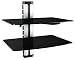 Produktbild RICOO HiFi Rack DVD-S2XL Multimedia Regal aus Glas - Silber Schwarz mit Kabelkanal & Höhenverstellbar | 2 Ablagen Wandboard für TV Zubehör Lautsprecher Boxen Receiver Beamer