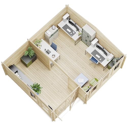 BillyOh Kent 5.5m x 5m Log Cabin Garden Office Studio Summer House Shed, Stylish Apex Design, Pressure Treated – Durable Garden Room Space with Double Doors, Easy Assembled Summer House