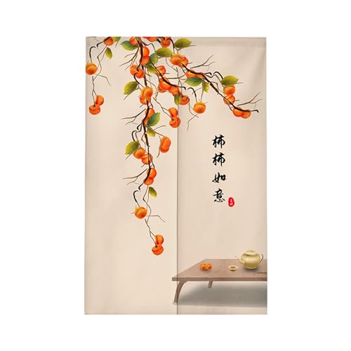 Surwin Cortina de Puerta Japonesa Noren, Estilo Japonés Cortina de Puerta Kaki Interior Tela Tapiz Cortina de Partición para Hogar Habitación Cocina Tienda (70x120cm,Estilo Chino)
