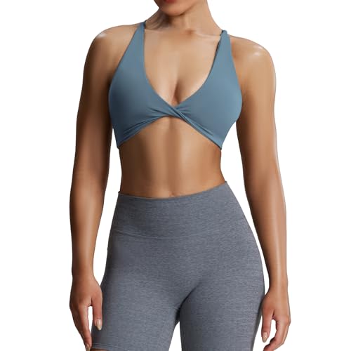 Image of Aoxjox Women's Workout Sports Bras Fitness Metamorph Sienna Twist Bra Yoga Crop Tank