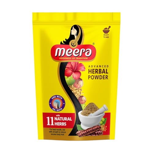 Image of Meera Herbal Hairwash Powder | 11 Natural Herbs for Hairfall Protection, Strong & Healthy Hair | Herbal Cleanser for Men & Women, 75g Item Weight: 75 gm