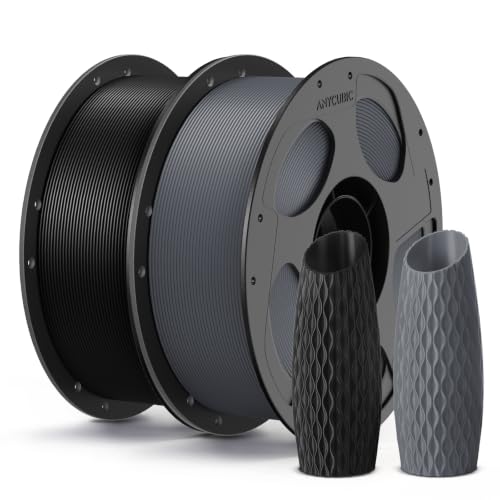ANYCUBIC PLA Filament, 1.75mm 3D Printing PLA Filament with Intelligent Identification,Dimensional Accuracy +/- 0.02mm for FDM Printer, 2KG Spool, Black+Texture Grey