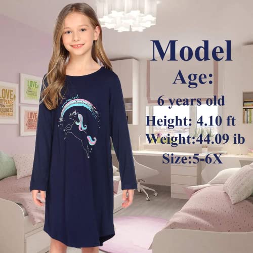 Arshiner Girls Nightgowns Long Sleeve Print Pajamas Nightdress For Kids Soft Sleep Wear Nighties #TOP5