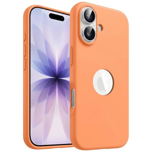 Image of Elzzi Microfiber Logo Cut Cover Compatible for iPhone 17 Case Liquid Silicone Cases Full Body 4 Layer Protective Covers Shockproof Back Cover with High Raised Camera Lips (Cosmic Orange)