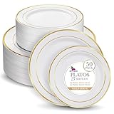 Berry Bloom Platos Circulares Reutilizables Premium 50 piezas, Aspecto de Porcelana, Resistentes y Duraderos (25 platos de...