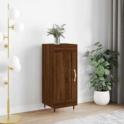 KTHLBRH Aparador Madera de ingeniería marrón Roble Aparador de Madera con 3 Compartimentos y Puerta, Mueble de Almacenamiento para Organizar 34,5x34x90 cm