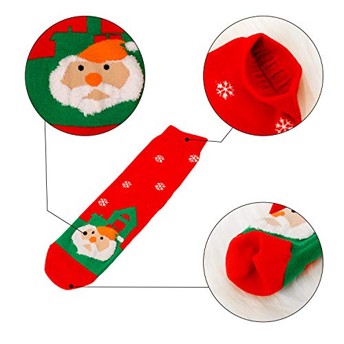 Konsait 5 Pairs Christmas Socks Funny Christmas Casual Ankle Socks Unisex Winter Warm Cotton Thermal Socks Holiday Cartoon Winter Slipper Socks for Boys Girls Men Women - Thumbnail 3