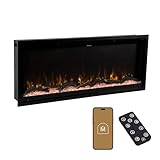 Modern Ember Aerus 42 Inch Smart Linear Electric Fireplace | Recessed in-Wall or Wall-Mount | LED Multiple Flame Colors | Alexa/WiFi Enabled | 5.75” Profile | Remote Included