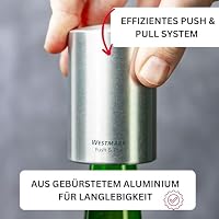 Westmark Automatischer Flaschenöffner/Kapselheber, Zum Öffnen von Kronkorken-Flaschen, Gebürstetes Aluminium, Push&Pull, Silber, 61882260 – Ansicht 5