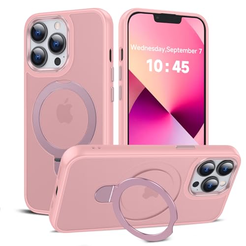 LeYi iPhone 13-Pro�p �P�[�X �s���N:MagSafe i Phone 13pro�p�X�^���h�t�� ���C�����O Funda para iPhone13 Pro �J�o�[ �X���� ipone 360 �L�b�N�X�^���h �~���^���[�O���[�h �ی�P�[�X