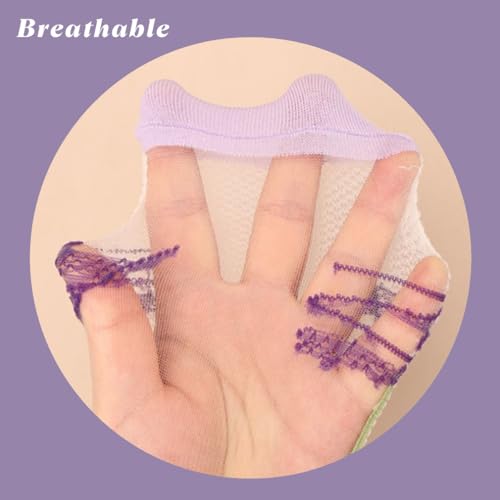Image of Womens Girls Nylon Socks Sheer Summer Transparent Ankle Socks Mesh Thin Novelty Socks Lilac Flower