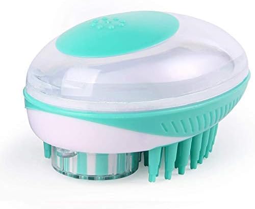 2 in 1 Pet Brush Bath Massage Brush,Shampoo Dispenser for Pet Grooming Deshedding Soft Silicone Bristles Perfect for Washing,Shampooing,Massaging Long,Short Hair,Remove Loose Fur (Green)