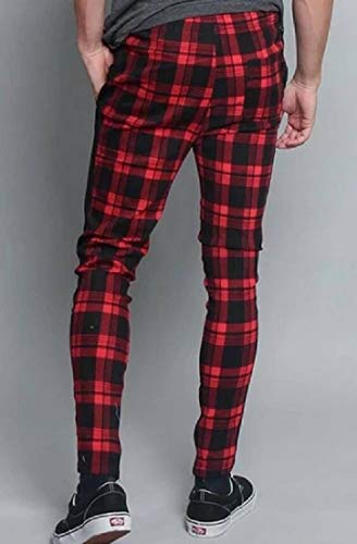 Calça de moletom masculina casual com estampa xadrez e cintura alta Abeaicoc, 2, Medium