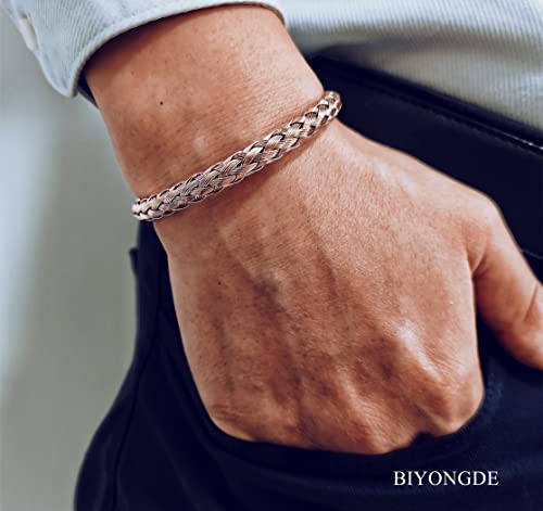 Stainless Steel Braided Cable Cuff Bangle Bracelet, Adjustable, Mens Womens, Minimalist3